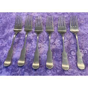Oxford Hall OXH59 Salad Forks Fork Satin Wing Heel Tipped Stainless‎ Set Of 6